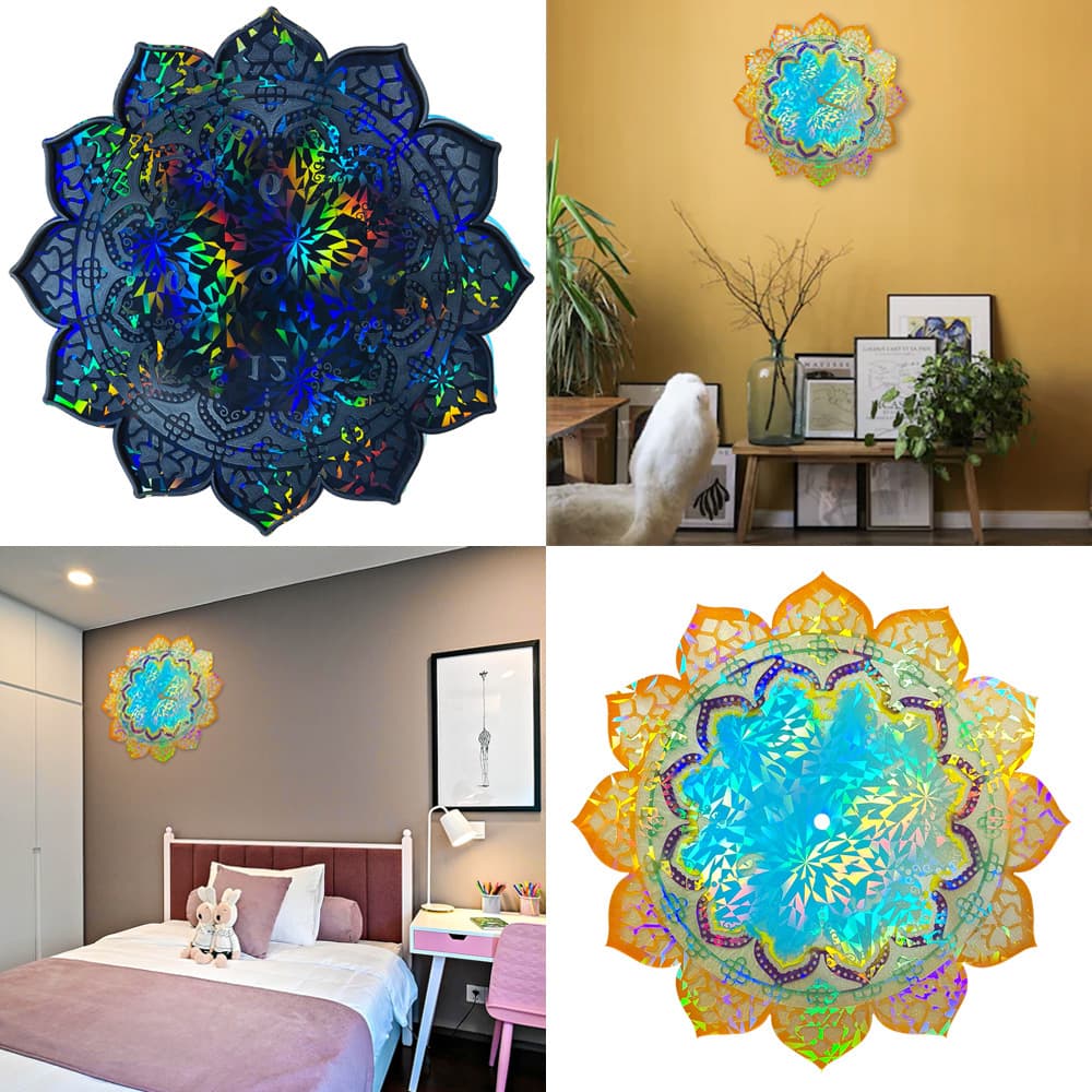Holographic Lotus Clock Silicone Mold DIY Cross-border Lotus Clock Wall Decoration Resin Silicone Mold
