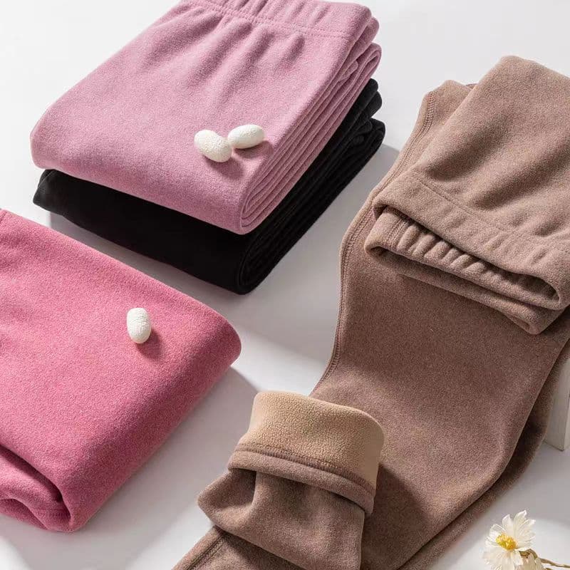 Women's Fleece-Lined Warm Pants, Integrated Lamb Fleece Base Layer, Mid to High-Waisted Cotton Wool Thermal Pants, Plus Size Wool Pants, Winter Shaping