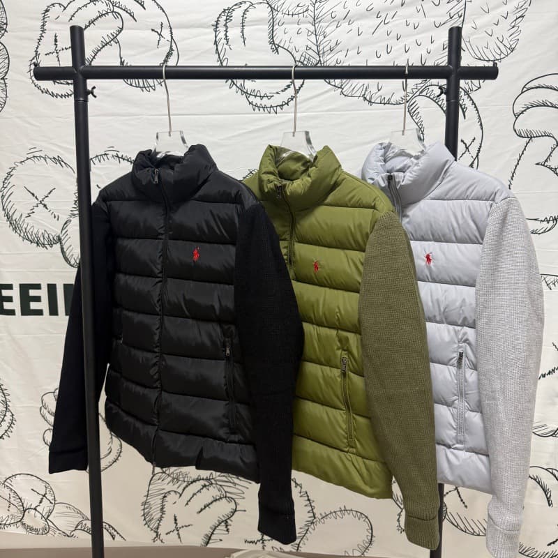 Cross-border Raff Pony Spliced Sleeves Stand Collar Horizontal Quilted Thin American Light Luxury Business Men's Casual Cotton Jacket