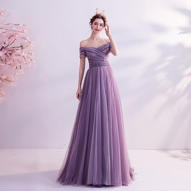 2026 New Purple Fairy Elegant Vintage Bridesmaid Dress for Wedding Toast, Annual Gala Performance Summer