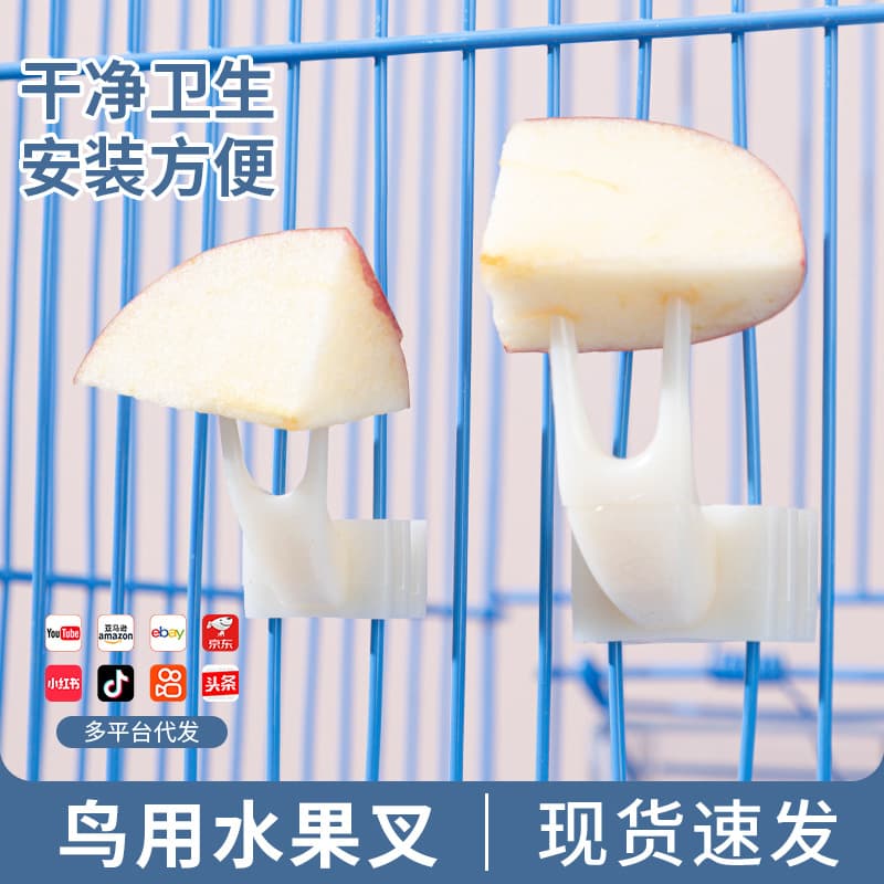 Plastic Parrot Feeder Fruit Vegetable Clamp Bird Toy Small Bird Supplies Fork Parakeet Feeder Parrot Cage Feeding Device