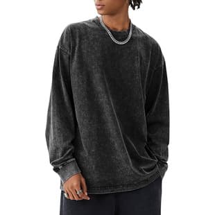 American 2025 Washed Long Sleeve T-Shirt Men Vibe Streetwear Loose High Street Versatile Rogue Base Layer Retro Top