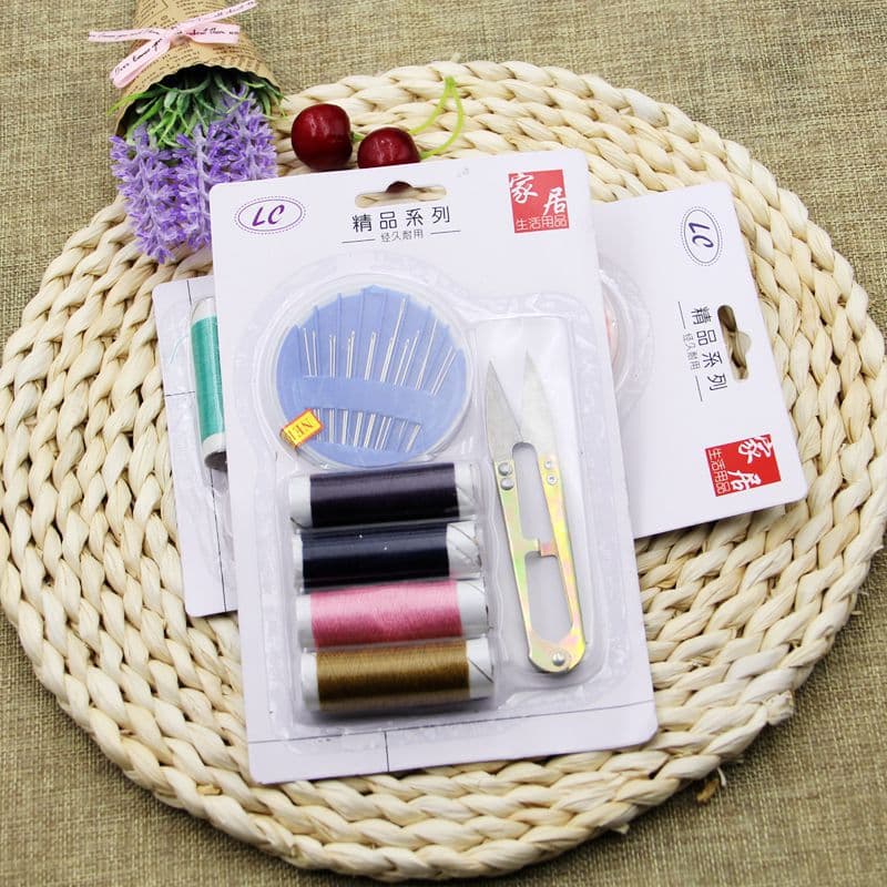2 Dollar Store Product Supermarket Household Sewing Machine Needle Thread Scissors Threader Set Home Sewing Kit