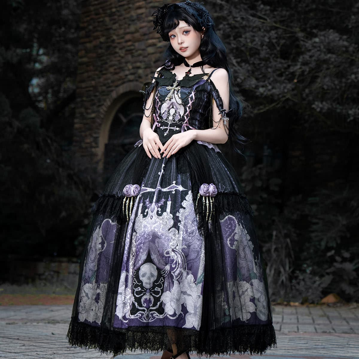 Xiong Dou Jiang Original Skeleton Ghost Lolita Women's Lolita Top Skirt Daily Cute Sweet Set 7337