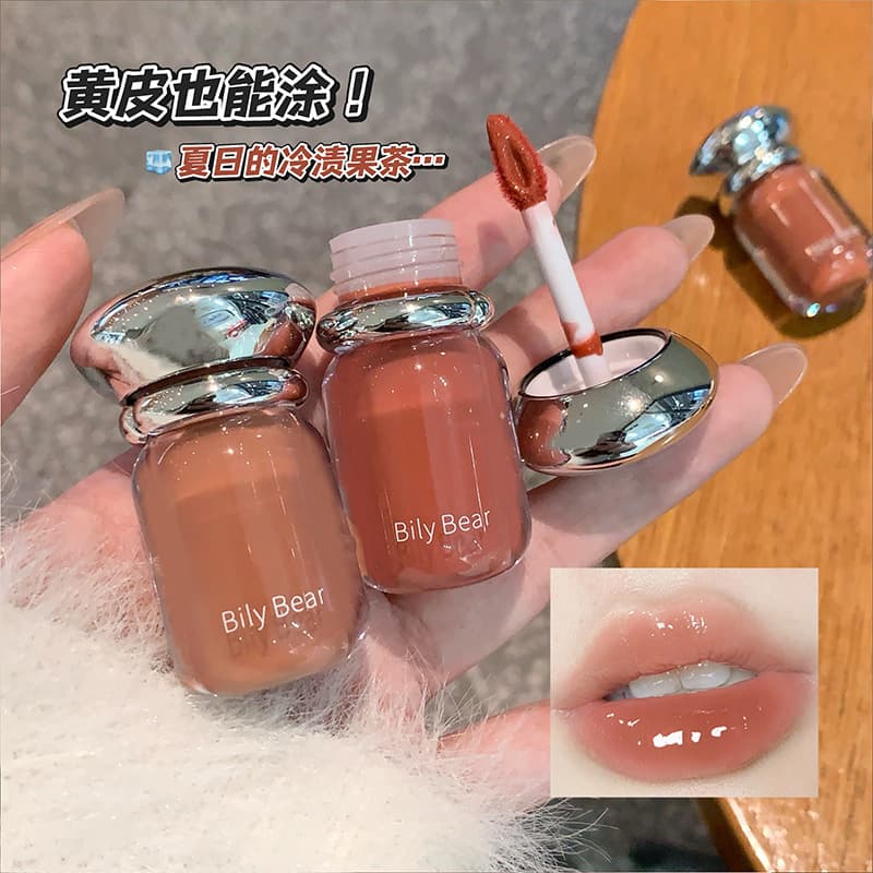 BilyBear color-locking jelly lip glaze is lightweight, non-sticky, Korean-style moisturizing and shiny jelly lip makeup, long-lasting and easy to color for women