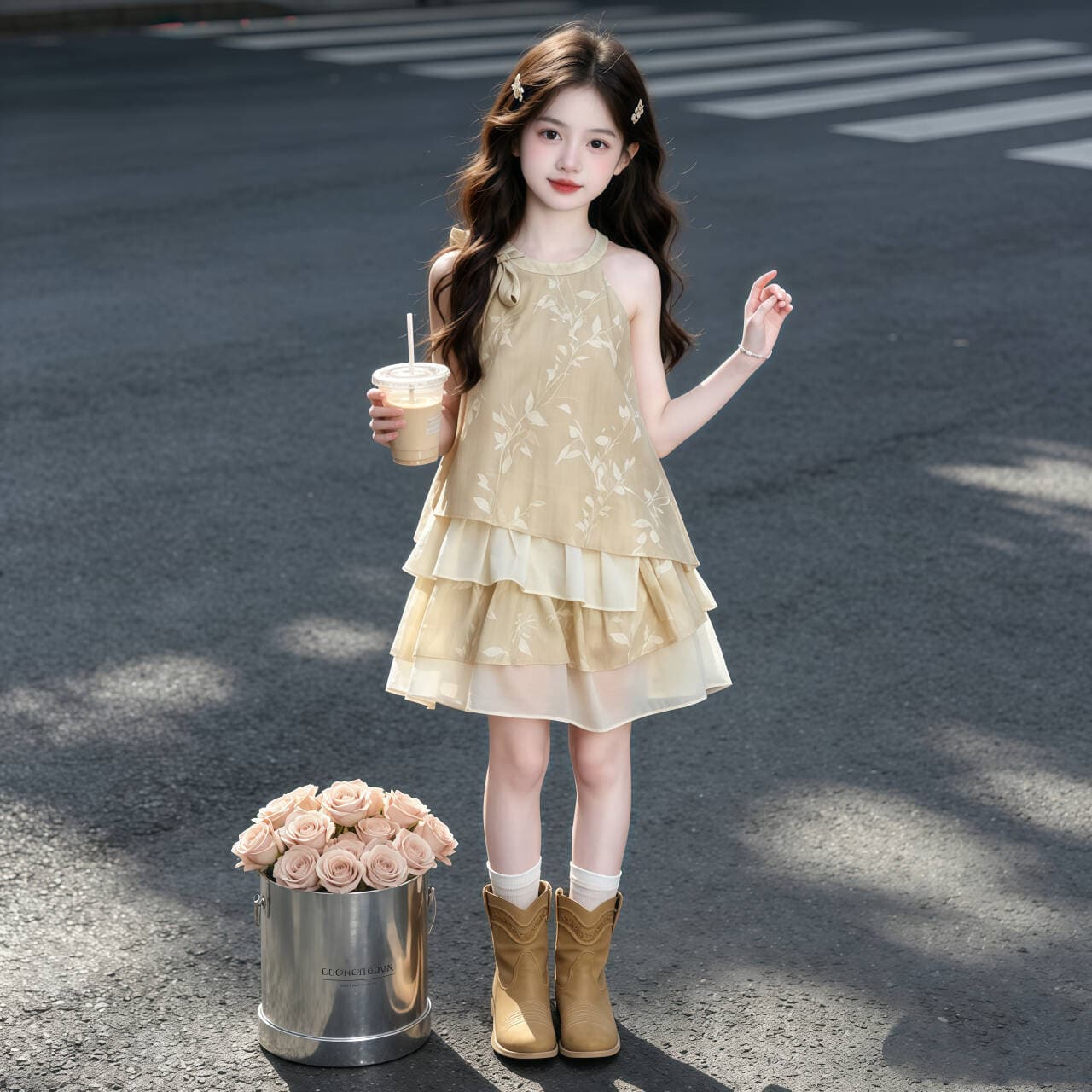 Teen Girls Dress 2026 New Korean Style Summer Mid-Length Thin Children's Dress