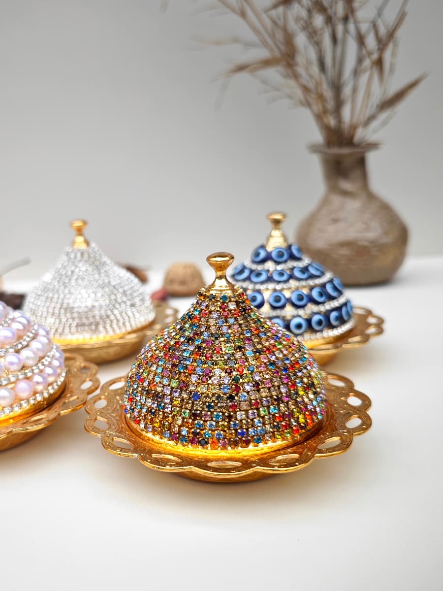 Imported Turkish Coffee Sugar Jar in Luxe Gold Copper, Exquisite Handcrafted European Palace-Style Decorative Piece