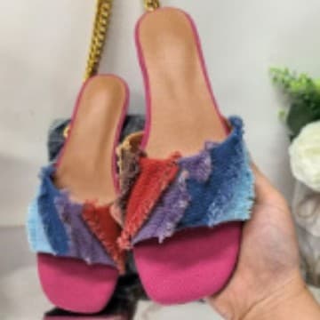 Square Toe Flat Sandals Women Amazon 26 Summer New Colorful Denim Eagle Head European American Sandals Wholesale