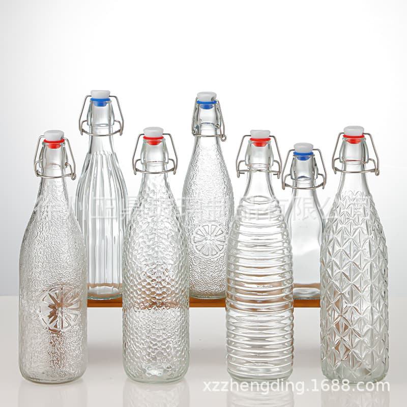 Production and wholesale of buckle glass bottles, multi-functional stainless steel buckle enzyme bottles, sealed transparent repackaged wine bottles
