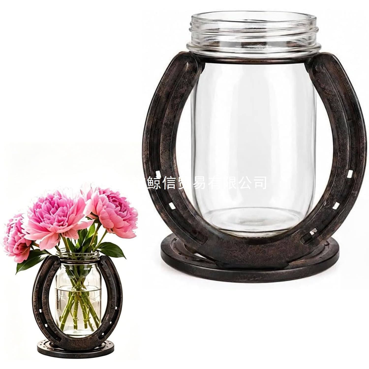 Cross-Border Bestseller Rustic Horseshoe Vase Forged Clear Glass Horseshoe Vase Rustic Western Decor