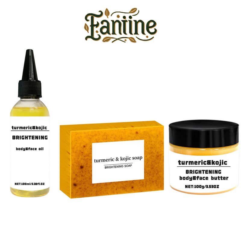 Cross-border Turmeric Set: Turmeric Granules Soap, Lemon Kojic Acid Soap, Body & Face Brightening Butter