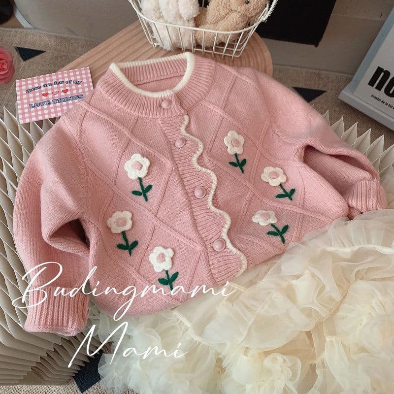 Spring/Autumn Girls Toddler Kids Flower Cardigan Knit Sweater Stylish [K Collection]