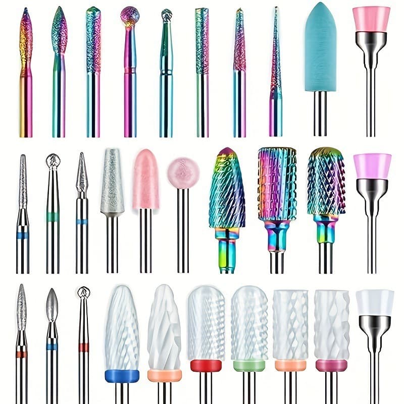 Corn Head Ceramic Head Nail Drill Bit Manicure Pedicure Cuticle Removal Polishing 5-Piece Set Drill Bits