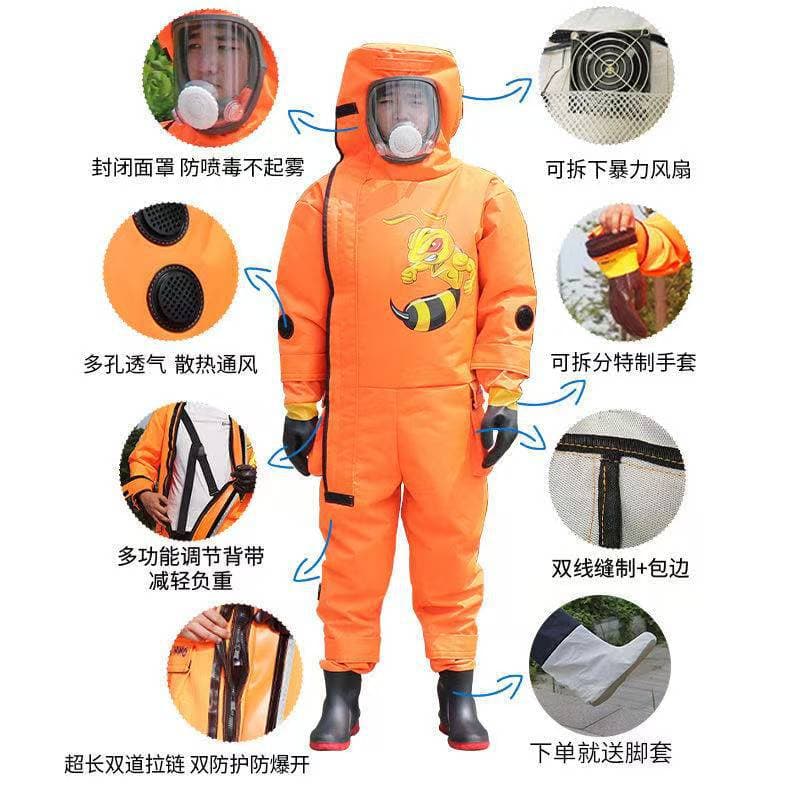 Wasp suit protective thickened bee suit with fan wasp bee protective suit tree climbing ground bee special wear-resistant bee suit