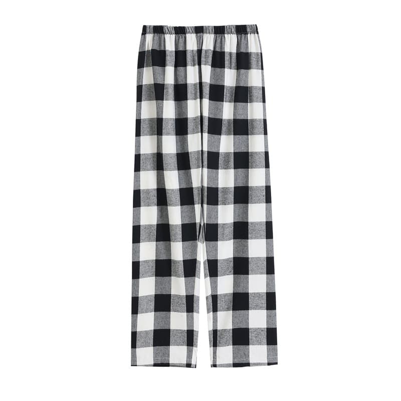 Muji Style Pure Cotton Home Pajama Pants for Women, Brushed Cotton Plaid Solid Color Lounge Pants