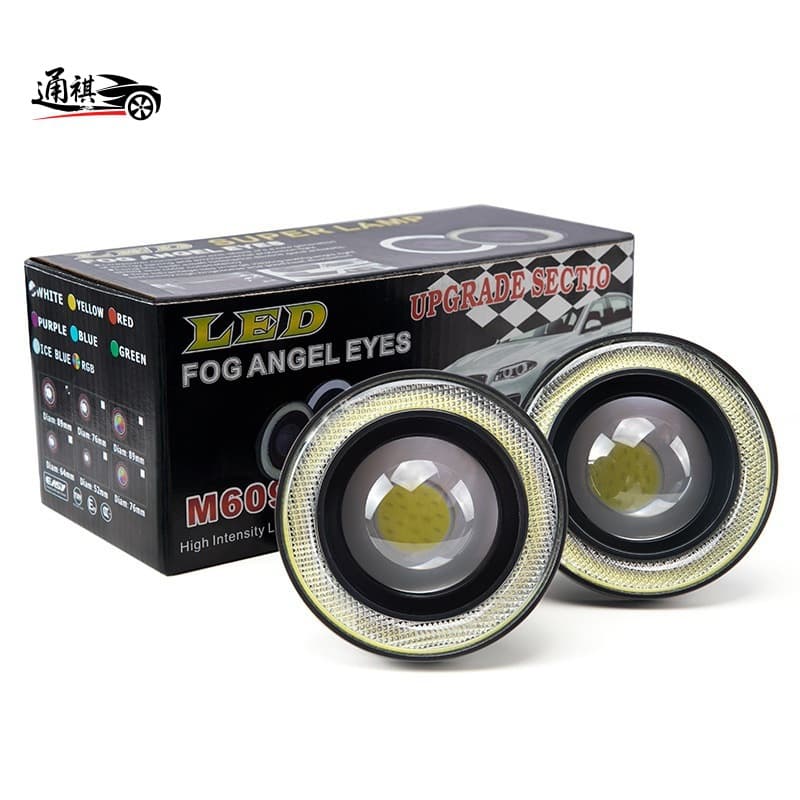 Car LED fog lamp 89MM with COB angel eye bull's eye fog lamp modified fog lamp daytime running lamp 3.5 inch fog lamp