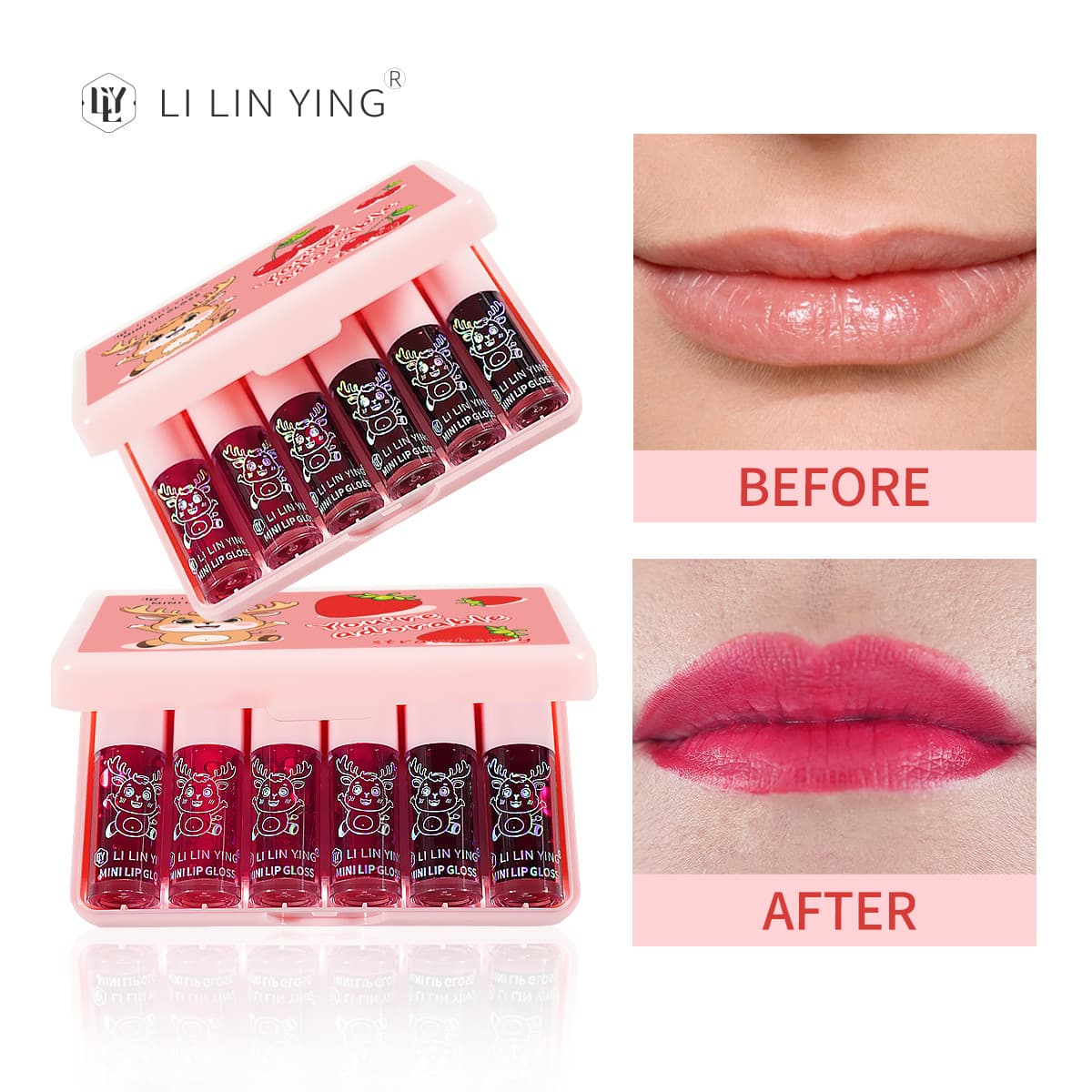 Foreign trade best-selling cute style lip gloss set vegan matte long-lasting waterproof makeup high color rendering manufacturer lipstint