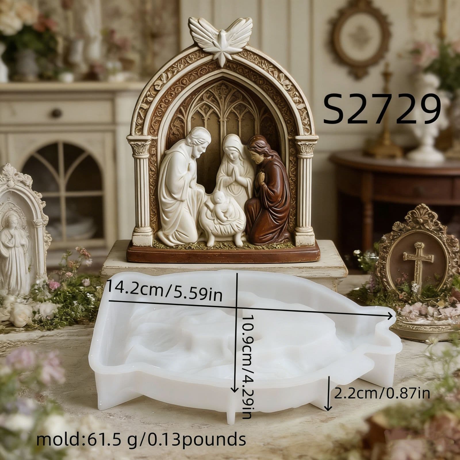 S2727+S2728+S2729 Semi-3D Birth Ornament ABC Style Decorative Cement Plaster Mold DIY