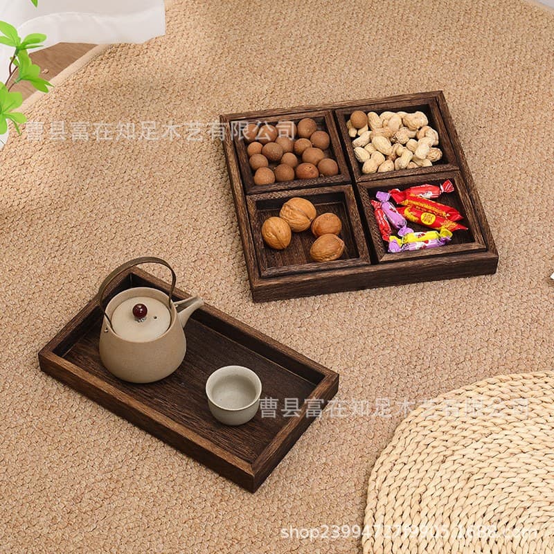 In-stock multi-compartment tea tray, tea brewing set with seven pieces, Chinese tea tray combination, early fertility blessing dried fruit tray