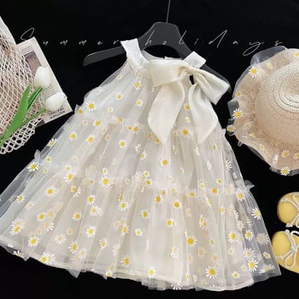 New Summer Dress for Girls Baby Fashionable Mesh Princess Dress Little Girl Summer Clothing Trendy