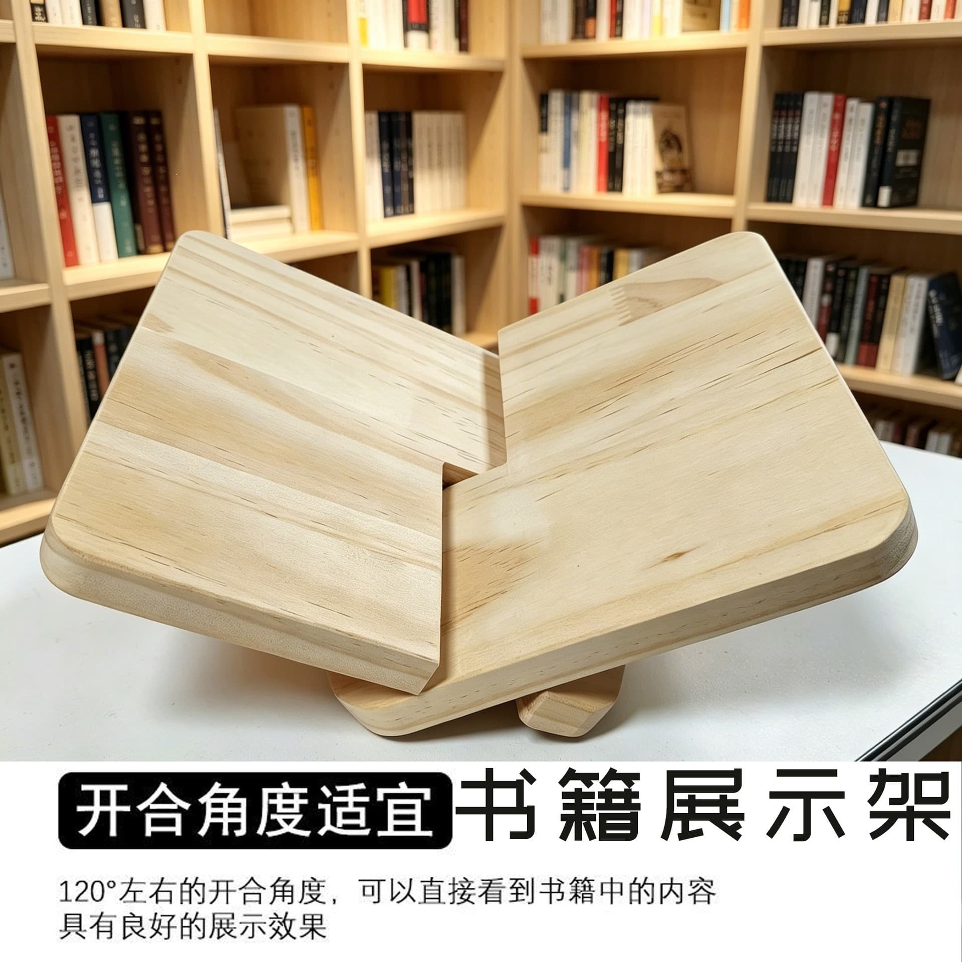 Solid Wood Desktop Reading Stand Book Display Stand Wooden Bookend Book Holder Student Page-Turning Book Stand
