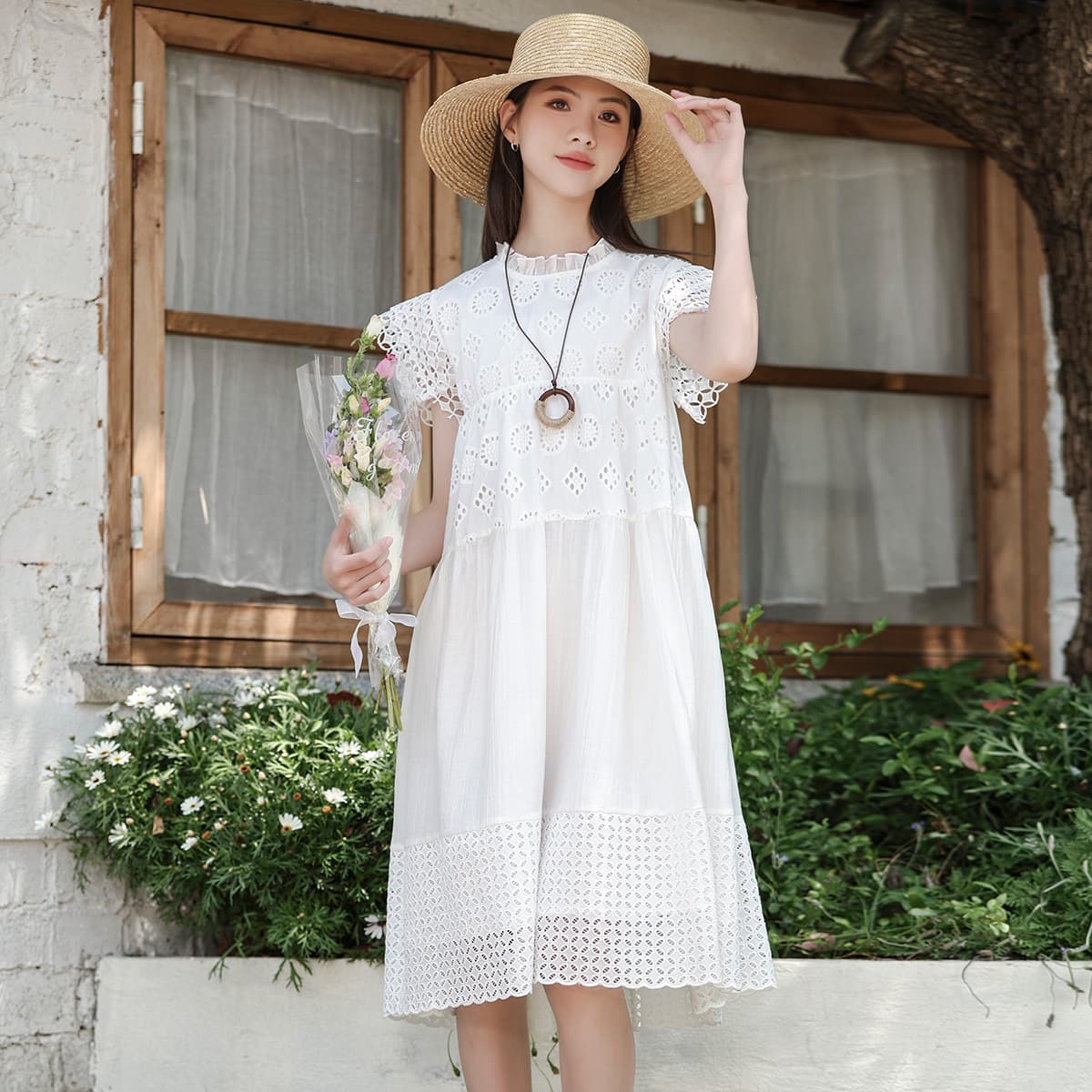 Girls Dress Children Summer Thin Hollow Out Embroidered Fashion Kids Clothing