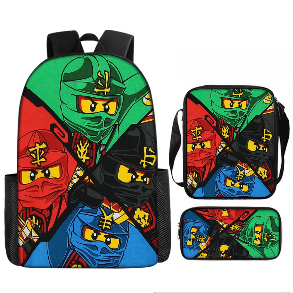 Cross-border Phantom Ninja Backpack Ninjago Student Schoolbag Cartoon Anime Backpack Crossbody Bag Pencil Case
