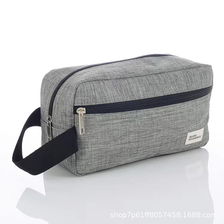 Men's Outdoor Travel Portable Cosmetic Bag Handy Storage Organizer Wash Bag Leather Material Waterproof Zipper Closure