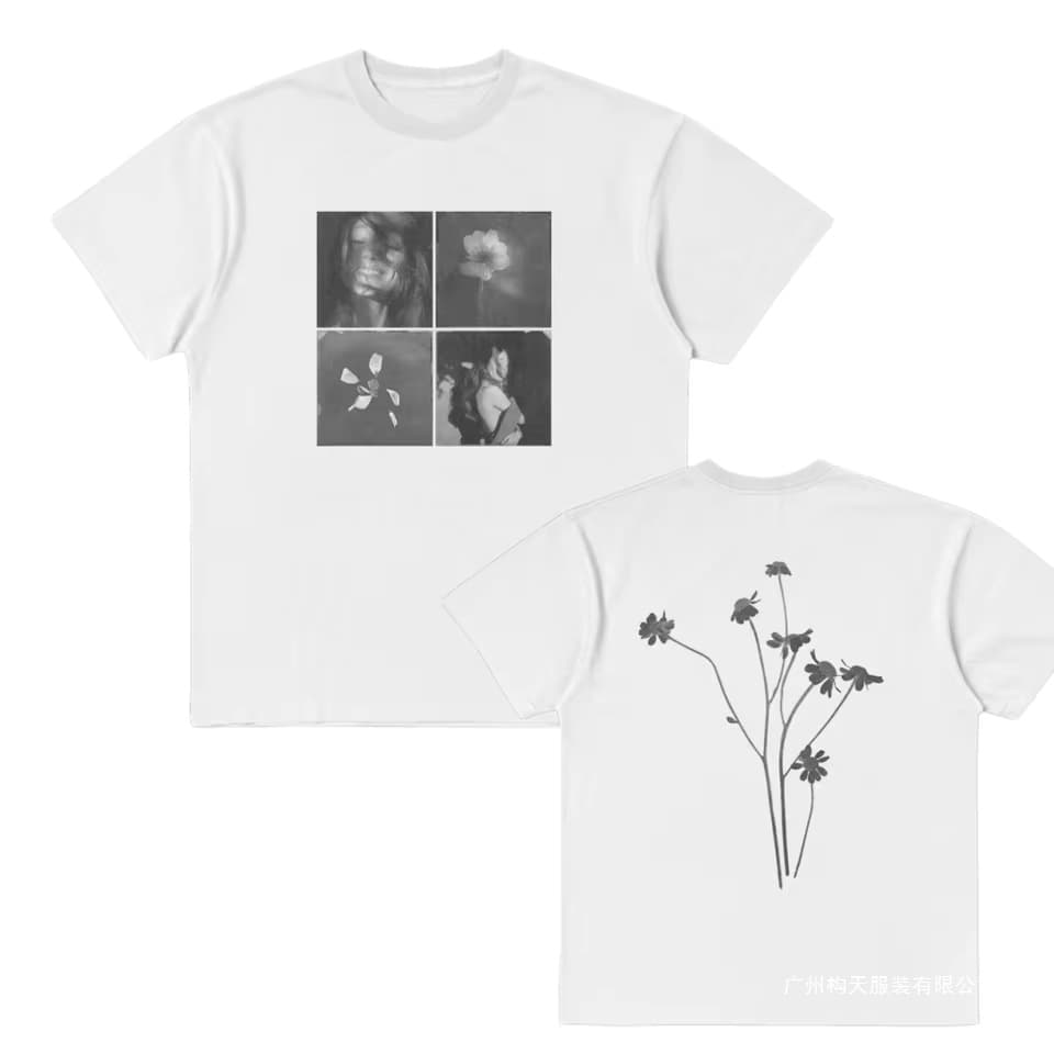 Cross-border European Size Ariana Grande Petal Tile Photo T-Shirt for Men and Women Summer Quality Y2K Fashion Clothing