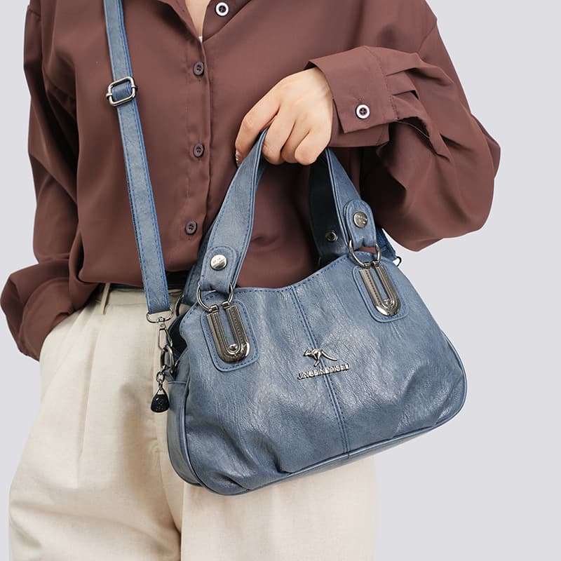 Cross-border European and American style elegant handbag, soft leather middle-aged women's premium crossbody bag, large capacity women's bag, light luxury