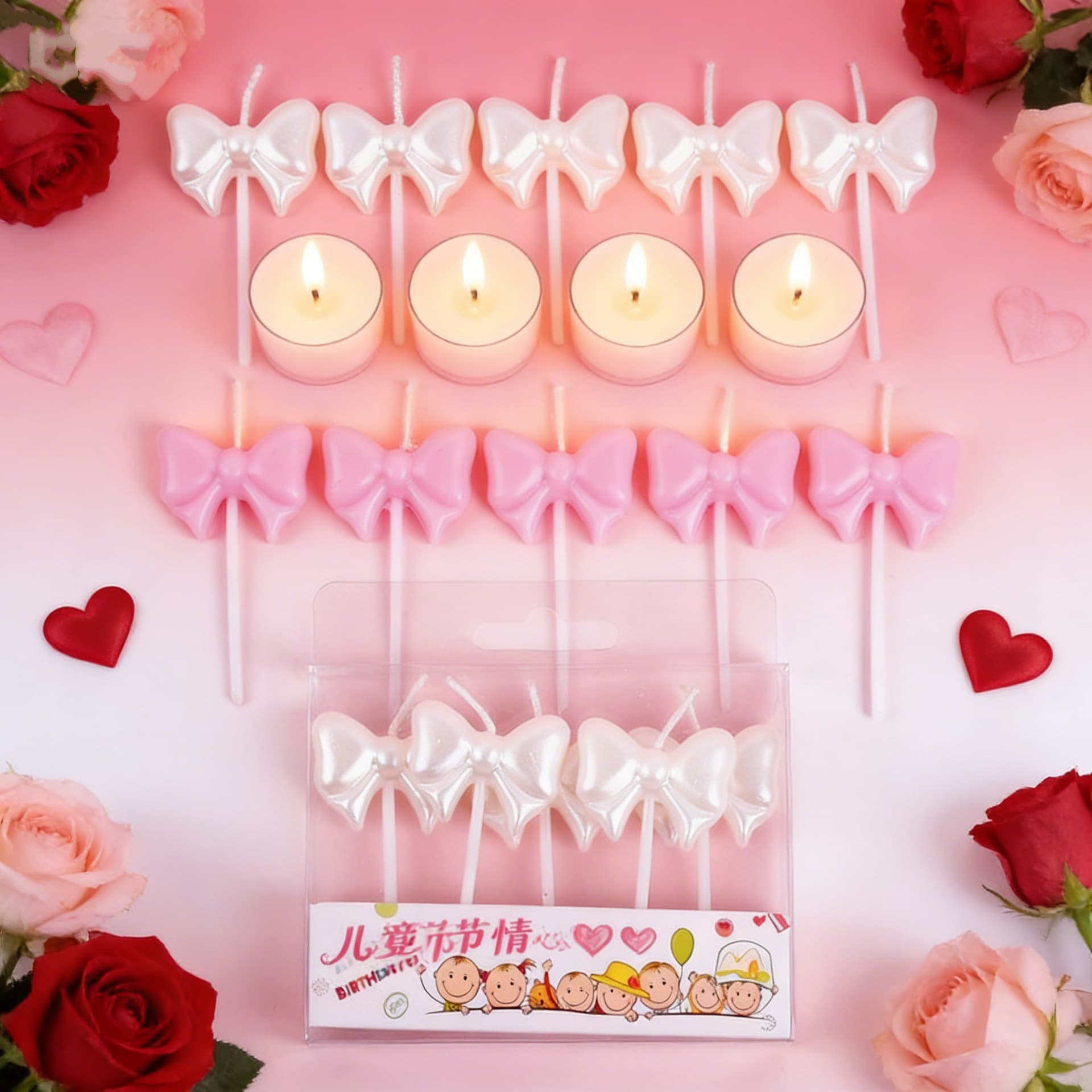 Cross-border Bow Birthday Candle Cake DIY Decoration Insert 520 Valentine's Day Fairy Party Dessert Decor