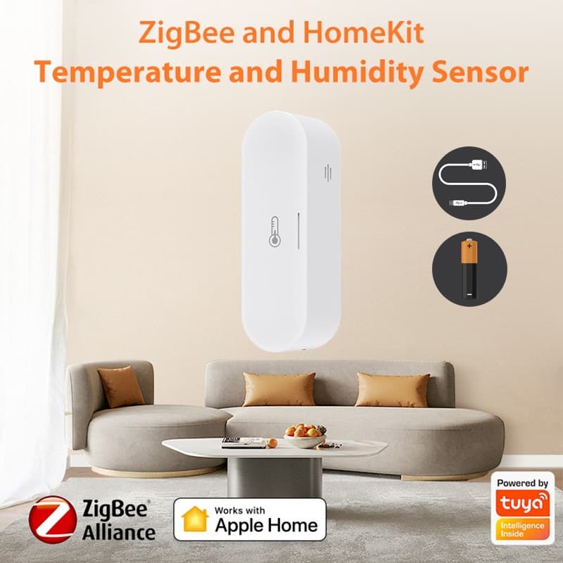 Tuya zigbee smart temperature and humidity meter supports HomeKit USB/battery dual power supply and supports voice control