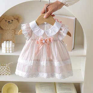 Baby Summer Onesie Fashionable Girl Bow Knot Lace Bodysuit Newborn Princess Triangle Romper