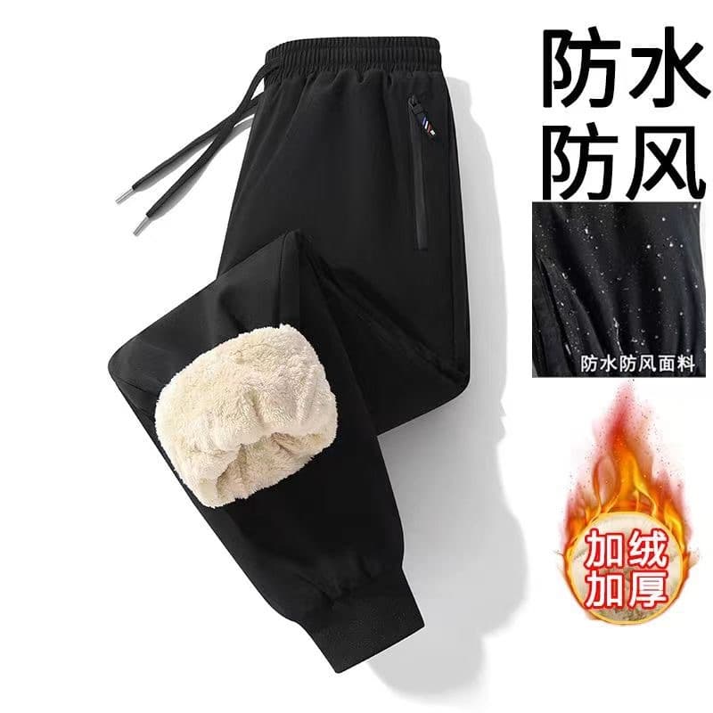 Heavyweight Fleece-Lined Thickened Sweatpants Men Winter New Loose Big Warm Cuffed Pants