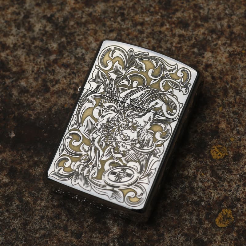 Zorro Bright Chrome White Nickel Dual-Color Kerosene Lighter Engraved Custom Pattern Brass Shell Windproof Wholesale Drop Shipping