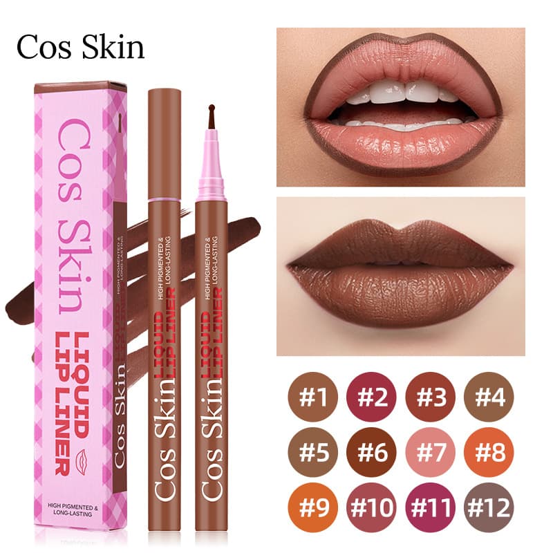Cosskin Cross-Border Foreign Trade Specializes in Matte Soft Mist Lip Liner Pens That Create a Clear Outline, Are Waterproof, and Do Not Easily Transfer to Cups, Showcasing Lip Color