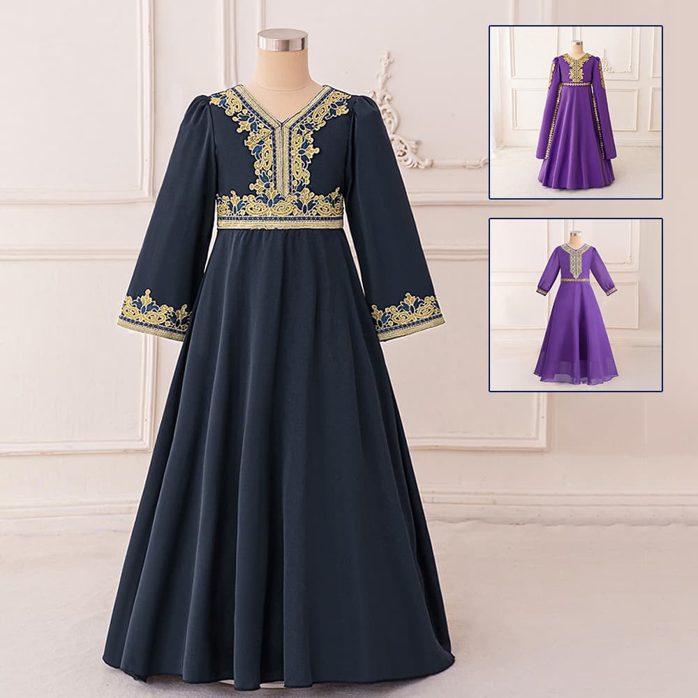Amazon New Big Girl Dress Birthday Banquet Gown Evening Dress Children's Printed Holiday Performance Dress