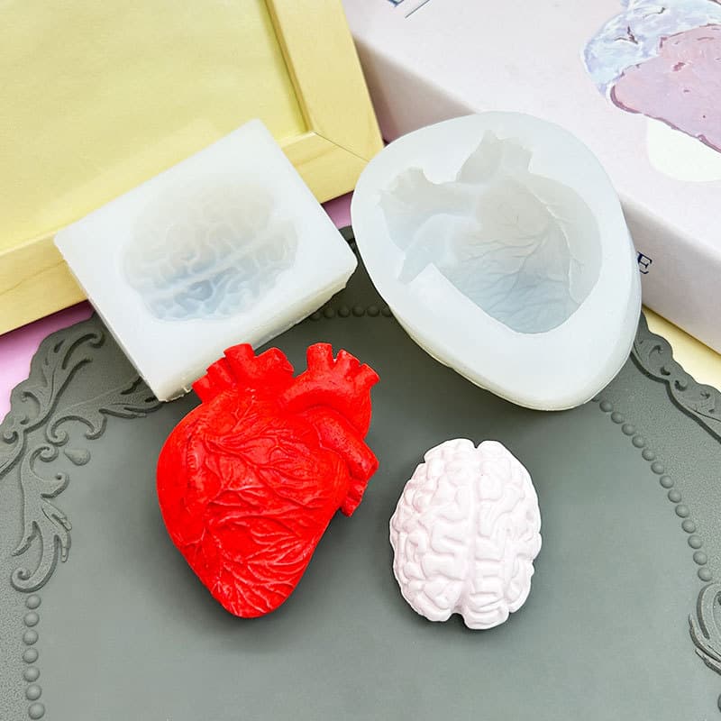 Halloween Realistic Heart Brain Silicone Mold for Fondant Chocolate Mousse Cake Decoration Resin Soap Mold