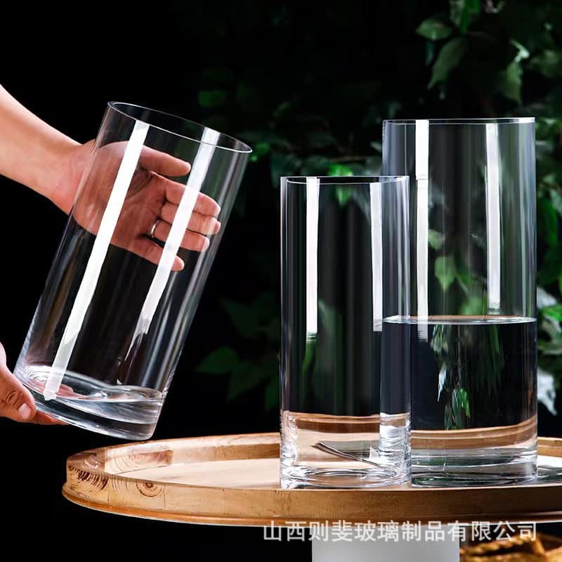 Large Transparent Straight Glass Vase Living Room Floor-Standing Fish Tank Flower Awakening Bucket Hydroponic Vessel Entrance Decoration