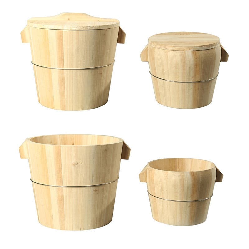 Wooden Steaming Rice Bucket Fir Wood Rice Steamer Bamboo Steamer Bamboo Steaming Basket Wood Rice Bucket Wholesale per Piece