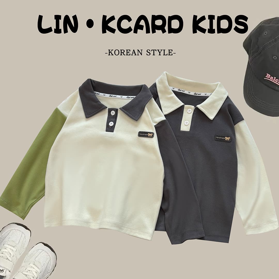 New children's long-sleeved polo shirt - boys' single piece, girls' base layer, baby collared top, German fleece trendy children's clothing