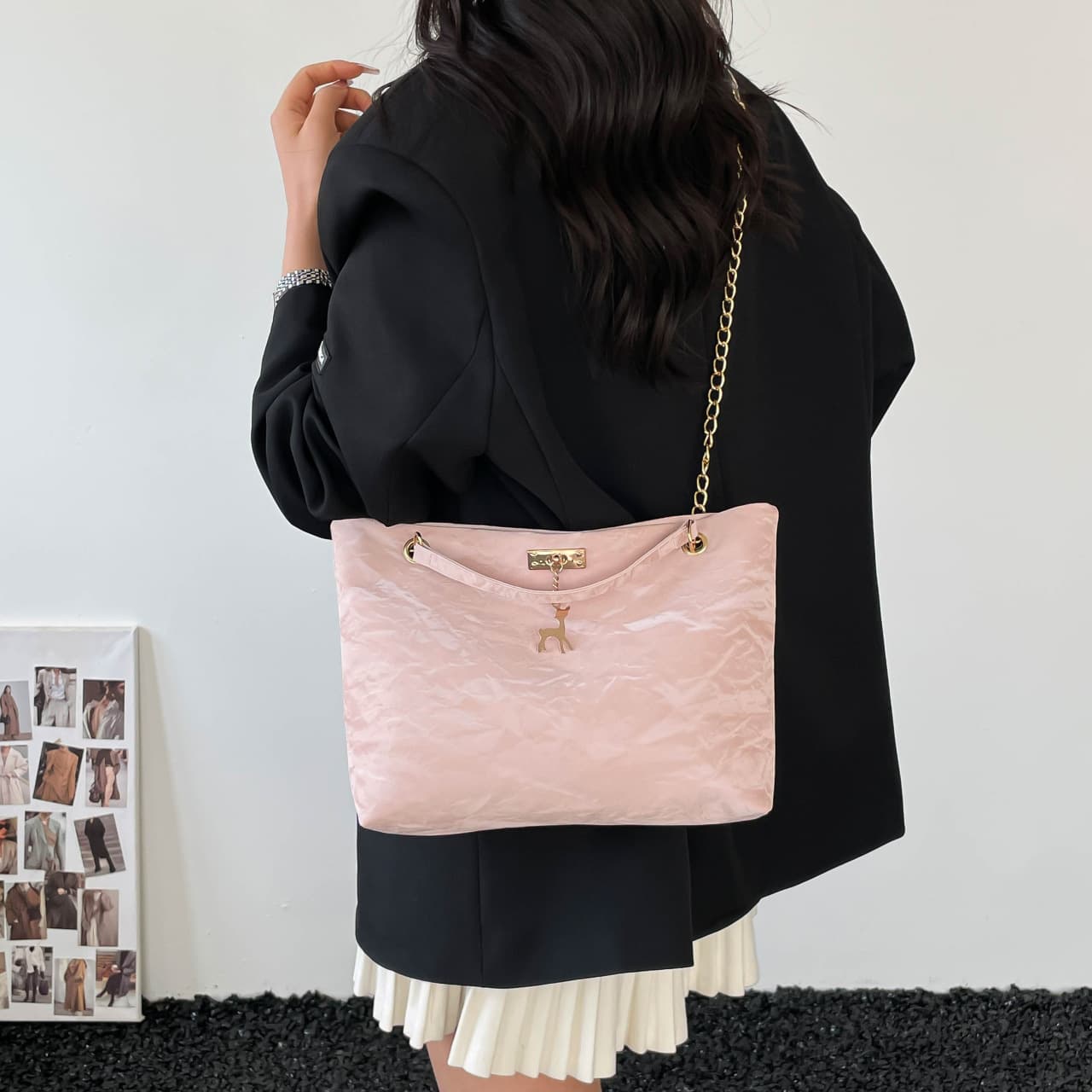 2026 new cross-border fashion temperament chain bag tote women's bag shoulder bag fashion tassel chain bag armpit bag