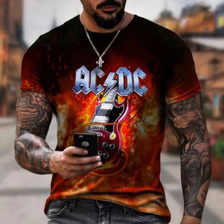 Summer Personalized Fashion Trend Rock Music 3D Print Printed T-Shirt Hip Hop 3D Short Sleeve Casual Comfortable T-Shirt