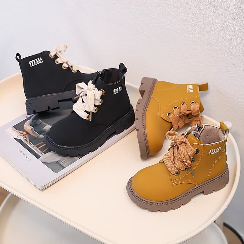 Children's Martin Boots Fashion Short Boots 2025 Spring Autumn Stylish Girls Single Boots Boys Waterproof Boots Outdoor Yellow Boots