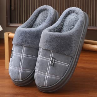 Cross-Border Export Stock Extra Large Cotton Slippers Men Winter Non-Slip Warm Thick Sole Cotton Slippers 45 46 47 48