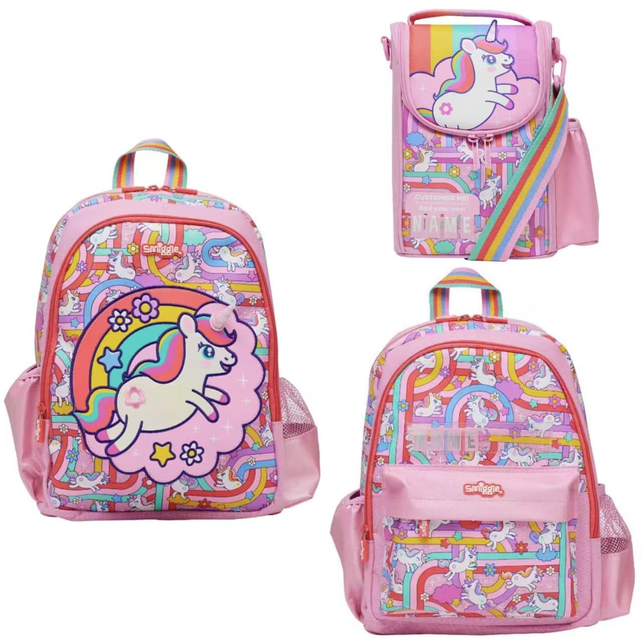 Australian smigle schoolbag children's cartoon style schoolbag student backpack pink unicorn suit series