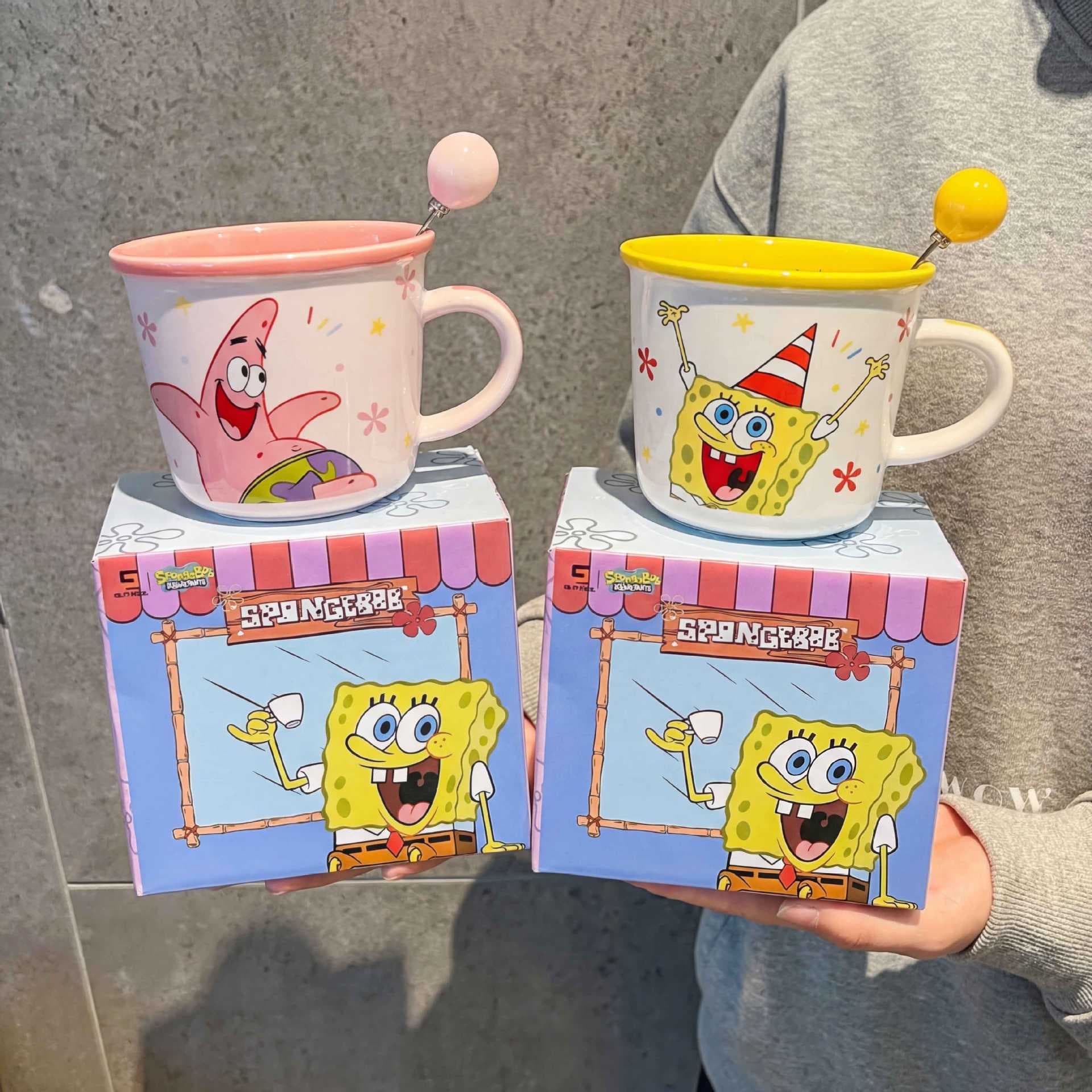 SpongeBob Patrick Star Kids Water Cup High-Appearance Ceramic Mug Gift Box Couple Pair Cup Breakfast Coffee Cup