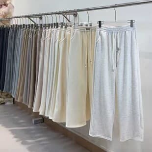 High Waist Fleece-Lined Thickened Sticky Rice Pants for Women, Winter Loose Fit Wide Leg Trousers, Casual Sports Straight Leg Pants Wholesale