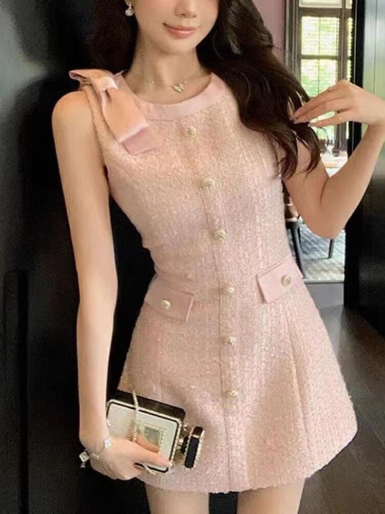 Rich Girl Chanel Style Dress Women's Light Luxury High-End 2025 Summer New, Elegant Celebrity Sleeveless Inner Short Dress