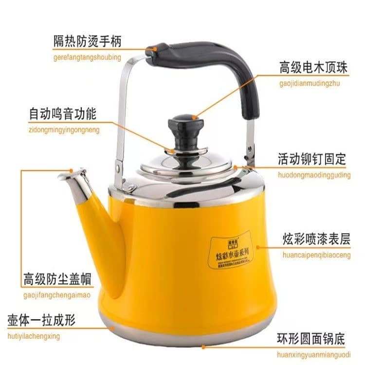 Stainless Steel Whistling Kettle for Hotpot Restaurant Soup Refill Tea Kettle, Thickened Bottom, Induction Cooker Compatible, Colored Kettle